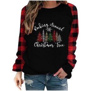 COLORFUL BLING Christmas Shirts for Women Long Sleeve Christmas Ugly Sweater Unisex Men Crewneck Sweatshirt Tunic Tops