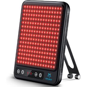Red Light Therapy for Face, 225 Dual Chip Portable Red Light Therapy Panel Device with 660nm Red Light & 850nm Near Infrared Light Lamp with Stand Timer for Body Face Pain Relief Skin Care (Black)