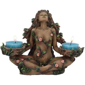 Nemesis Now Balance of Nature Female Tree Spirit Tealight Candle Holder, Hand-Painted Resin Forest Guardian Nature Decor, 19cm