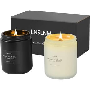 Scented Candles Set | Men Candle Set, Scented Candles for Home, Gifts for Men - 2 Pack Men Candle Gifts Soy Candles Scents of Lavender Woods/Smoke & Vanilla
