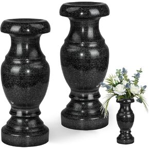 Cemetery Memorial Vase, Natural Granite Stone Flower Vases with Draining Holes for Home Tabletop, Cemetery Flowers, Memorial Grave Headstone Decorations (2Pcs, 10 Inches) in Kuwait