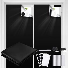 Blackout Curtains for Bedroom 79" x 57" Portable Blackout Shades Film 100% Blackout Window Cover No Drill Blackout Blinds with Hooks & Loops Strips Temporary Blackout Shades for Nursery Dorm Room