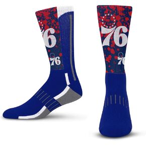 For Bare Feet Men's NBA Splatter Logo Crew Sock Large