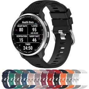 Disscool Replacement Wristbands Compatible with Garmin D2 Air X10 (43mm), 20mm Adjustable Soft Silicone Wrist Strap with Quick Release Compatible with Garmin Bounce(Black)