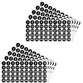 10 Sheets 1 to 50 Number Stickers Colorful Vinyl Consecutive Numbers Stickers 1 Inch Round Tiny Number Stickers Decal for Indoor and Outdoor Waterproof Labels Self Adhesive Number Inventory Stickers