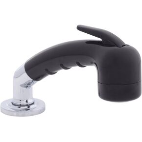 Ambassador Marine Deck-Mount Sprayer- Small Black Sprayer (No Eyelet for Hanging) w/Elbow, 6' Black Rubber Hose, Low Profile Holder - 134-0020-KP-W