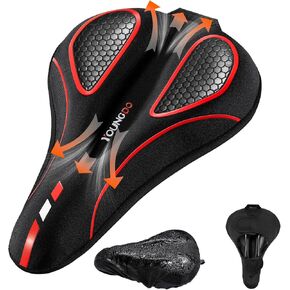 YOUNGDO Bike Seat Cushion with Waterproof Gel Bike Seat Cover, Bicycle Seat Cushion for Bike Seat, Shock Absorbing, Bike Cushion Fit for Peloton, BMX, MTB & Road