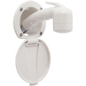 دش مجوف من Ambassador Marine - كوب وغطاء أبيض دافئ، بخاخ أبيض دافئ صغير (بدون عروة)، خرطوم مطاطي أبيض بطول 10 بوصات - 136-0017-WH-W in Kuwait