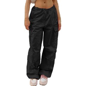 Women's Cargo Pants Low Waist Leisure Jogging Light Hiking Sporty Workout Wide Leg Baggy Trekking Pocket Streetwear