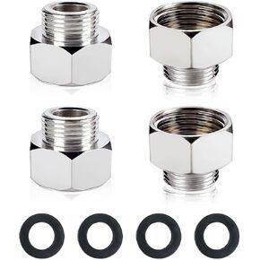 4 PCS Water Line Adapter, Pipe Fittings in 1/2" Female to 3/8" Male Reducer Adapter, Faucet Supply Hose Adapter, Compression Fitting for Kitchen Bathroom Faucet, Pipe Connector with Rubber Washer