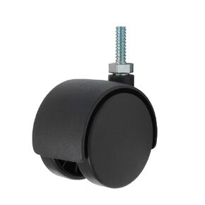 TWHN-50N-T03-BK 2" Diameter Nylon Wheel Hooded Non-Brake Caster, 1/4-20" Diameter x 1" Length Threaded Stem, 110 lb Capacity Range, Black