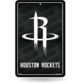 Rico Industries NBA Houston Rockets Carbon Fiber Large Metal Sign 11" x 17" Large Metal Home Décor Sign