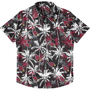 FOCO Men's Arizona Cardinals NFL Team Logo Aloha Tropical Button Up Shirt, Black Floral