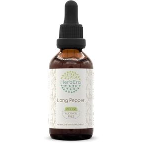 Long Pepper B60 Alcohol-Free Herbal Extract Tincture, Concentrated Liquid Drops Natural Long Pepper (Piper Longum) Dried Pepper (2 fl oz)