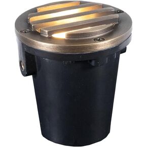 VOLT 12V 3-in-1 Waterproof Mini in-Grade Light with Brass Grated Top (Bronze) & 4W 2700K LED MR11 Bulb