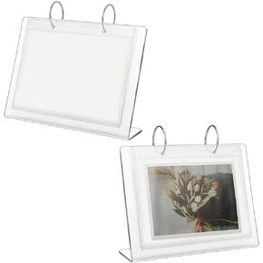 FINGERINSPIRE 2 Pcs Desktop Mini Acrylic Photo Album Holds 68 Photos of 4x6Inch Tabletop Flip Calendar Style Frames Desktop Display Holder Vertical Stand and Horizontal Display Photo Album