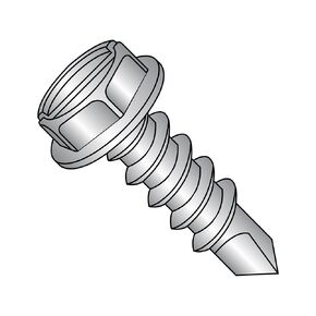 Small Parts 1008KSW410 410 Stainless Steel Self-Drilling Screw, Plain Finish, Hex Washer Head, Slotted Drive, #2 Drill Point, #10-16 Thread Size, 1/2" Length (Pack of 25)
