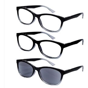 One Power Glasses Reading Sunglasses Quality Spring Hinge Readers, Auto Focus Adjust Eyeglasses For Men and Women .5-2.5x Strength 3PCS
