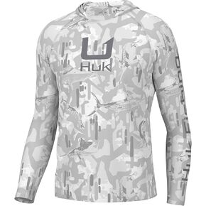 HUK Men's Kc Scott Patterned Pursuit Hoodie, Hooded Fishing Shirt