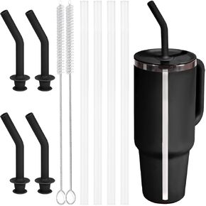 Greant 4 PCS Closeable Press-in Straw for Hydroflask All Around Travel Tumbler 40 oz, Straw for Hydro Flask Travel Tumbler with Handle 32 oz, Black
