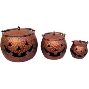 Sunset Vista Designs HW1312C Decorative Copper Finish Cauldron Set, Pumpkins