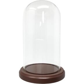BANBERRY DESIGNS Display Dome with Wood Base Clear Glass Cover Dome Dome Measures 7" H X 3 3/8" W While The Wood Base is 5" W