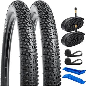 YUNSCM 2-PCS 29" Bike Tires 29x2.30/58-622 and 29" Heavy Duty Bike Tubes Schrader Valve with 2 Rim Strips Compatible with 29x2.25 29 x 2.30 29x2.35 Bike Tires and Tubes (W-1102)