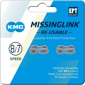 KMC Unisex's 7/8 Speed EPT MissingLink Joining Link, Dark Silver, 7.1mm (2 Pairs)