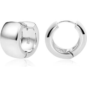 Silver Chunky Hoop Earrings for Women Hypoallergenic Sterling Silver Small Thick Hoops Huggie Earrings Jewelry Gift