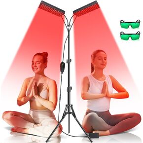 Red Light Therapy for Body, 55W Double-Headed Infrared Light Therapy Lamp Device with Stand for Face 660nm Red Light & 850nm Near Infrared Light for Pain Relief Skin Care