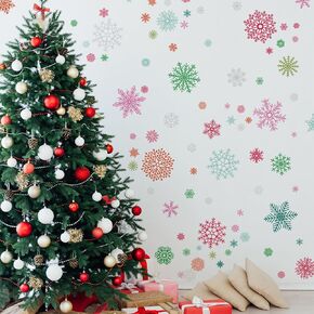 TUOKING Christmas Snowflake Wall Stickers Christmas Wall Decals Removable Window Clings Peel and Stick Wall Christmas Tree Glass Windows Decoration Party Decor(CT7054)