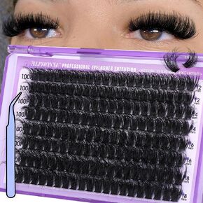 مجموعات رموش كثيفة 10-18 مم وصلات رموش عنقودية DIY رموش فردية تمديد رموش عنقودية سميكة Pestañas Pelo a Pelo من ALPHONSE (60D+80D+100D، 300 قطعة)