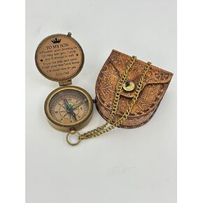 Engraved Brass Compass with Wooden Box, Vintage Compass for Navigation amd Decor, Antique Gift Compasses for Graduation, Baptism, Confirmation-Love Dad, Bronze
