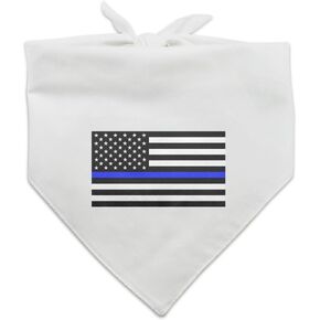 GRAPHICS & MORE Thin Blue Line American Flag Dog Pet Bandana - Black