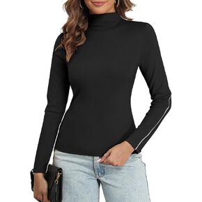 ZAFUL Women's Turtleneck Long Sleeve Shirts Fall 2024 Thermal Underwear Tops Lightweight Slim Fit Tops