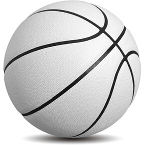 MINDCOLLISION Size 5/6/7 Solid Color Basketball, No Standard Non-Slip Wear-Resistant, Suitable for Indoor and Outdoor Children's Women's Youth Adult Basketball,White,No. 6