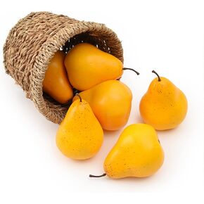 Artificial Pear Fake Pears Artificial Lifelike Fruit Fake Fruit Model Home House Kitchen Party Decoration Photography Props(6pcs Yellow)