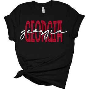 Womens Georgia Football Georgia Cursive Unisex Fit Short Sleeve T-Shirt