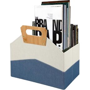 Magazine Holder, Modern Magazine Rack,Foldable Magazine Storage with 3 pockets for File Newspaper Book ,Wood Magazine Basket for Bathroom /Living Room/Home, Black