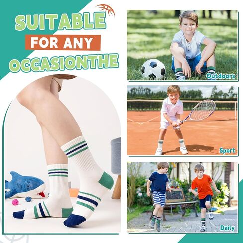 Eyean Kids Boys Athletic Socks Basketball Sport Cotton Breathable Crew Youth Casual Socks 6 Pairs in Saudi Arabia