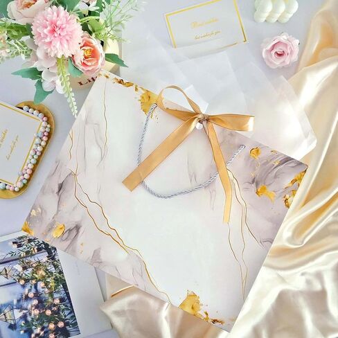MAMUNU Pink Gift Bags, 2PCS 13" Large Gift Bags with Tissue Paper and Greeting Cards, Gift Bags with Handles Bow for Women Girls, Pink Gift Bags for Birthday Wedding Bridal Baby Shower Anniversaries in Saudi Arabia