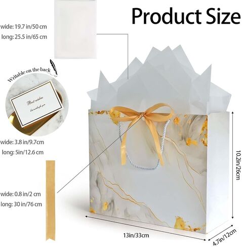 MAMUNU Pink Gift Bags, 2PCS 13" Large Gift Bags with Tissue Paper and Greeting Cards, Gift Bags with Handles Bow for Women Girls, Pink Gift Bags for Birthday Wedding Bridal Baby Shower Anniversaries in Saudi Arabia