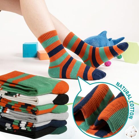 Eyean Kids Boys Athletic Socks Basketball Sport Cotton Breathable Crew Youth Casual Socks 6 Pairs in Saudi Arabia