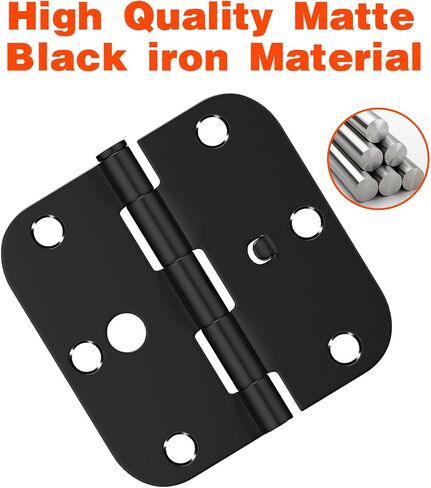 Haidms 3Pack Black Door Hinges 4 Inch Security Hinges with 5/8 Inch Radius Corner Door Hinges Black Matte for Exterior Door Removable Pin for Doors Reversible Full Mortise Combination Hardware in Saudi Arabia