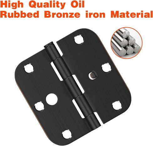 Haidms 3Pack Black Door Hinges 4 Inch Security Hinges with 5/8 Inch Radius Corner Door Hinges Black Matte for Exterior Door Removable Pin for Doors Reversible Full Mortise Combination Hardware in Saudi Arabia