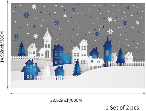 funlife Winter Hut Decorative Stained Window Decal, Double Sided Thickened Static Cling Glass Covering for Bathroom Glass Window Decor, Santa Claus and Deers 23.62"x14.96" in Saudi Arabia