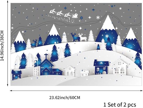 funlife Winter Hut Decorative Stained Window Decal, Double Sided Thickened Static Cling Glass Covering for Bathroom Glass Window Decor, Santa Claus and Deers 23.62"x14.96" in Saudi Arabia
