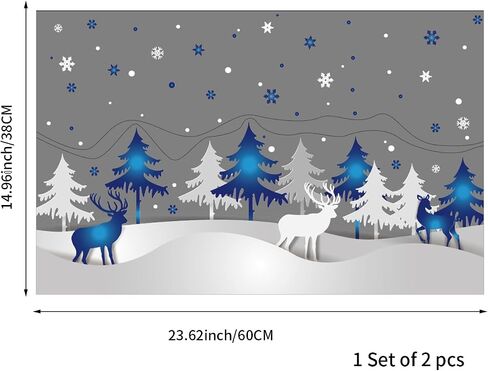 funlife Winter Hut Decorative Stained Window Decal, Double Sided Thickened Static Cling Glass Covering for Bathroom Glass Window Decor, Santa Claus and Deers 23.62"x14.96" in Saudi Arabia
