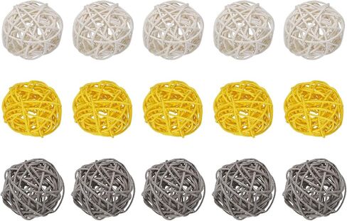 uxcell Set of 15 Pcs Wicker Rattan Balls 2 Inch Rattan Decorative Balls for Centerpiece Bowls Vase Fillers Home Decor Black,White,Red in Saudi Arabia