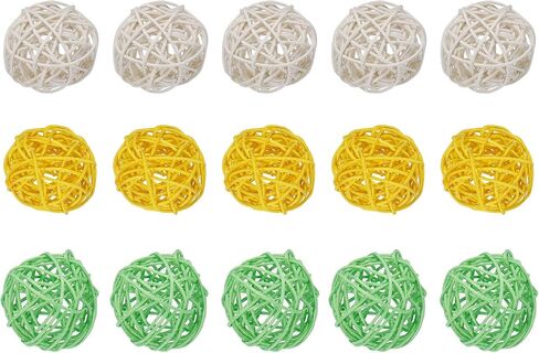uxcell Set of 15 Pcs Wicker Rattan Balls 2 Inch Rattan Decorative Balls for Centerpiece Bowls Vase Fillers Home Decor Black,White,Red in Saudi Arabia